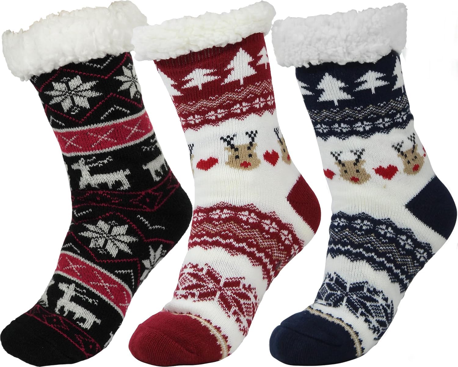 Warm Fuzzy Slipper Socks for Women with Non Slip Grippers