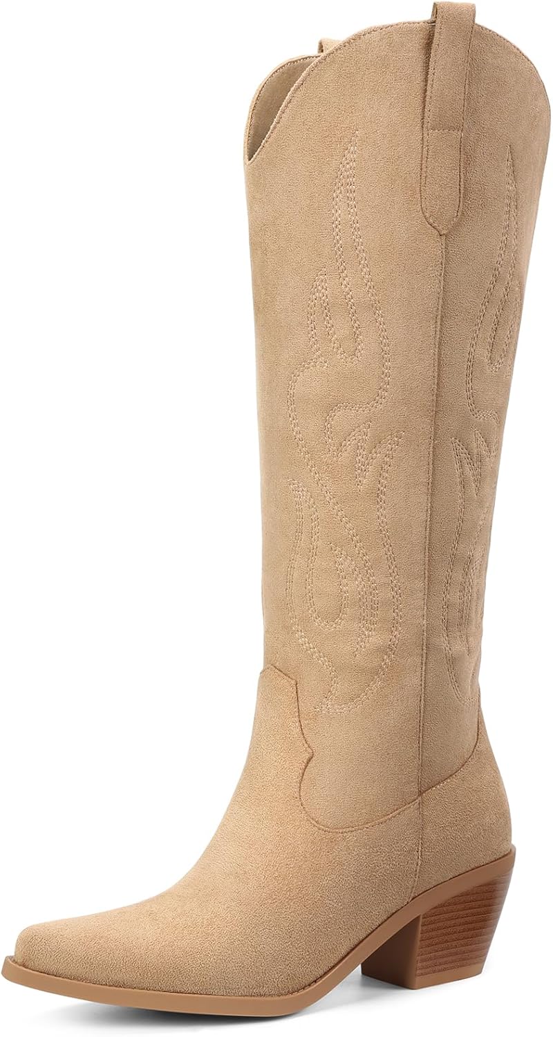 Pasuot Western Cowboy Boots for Women - Classic Knee High Style