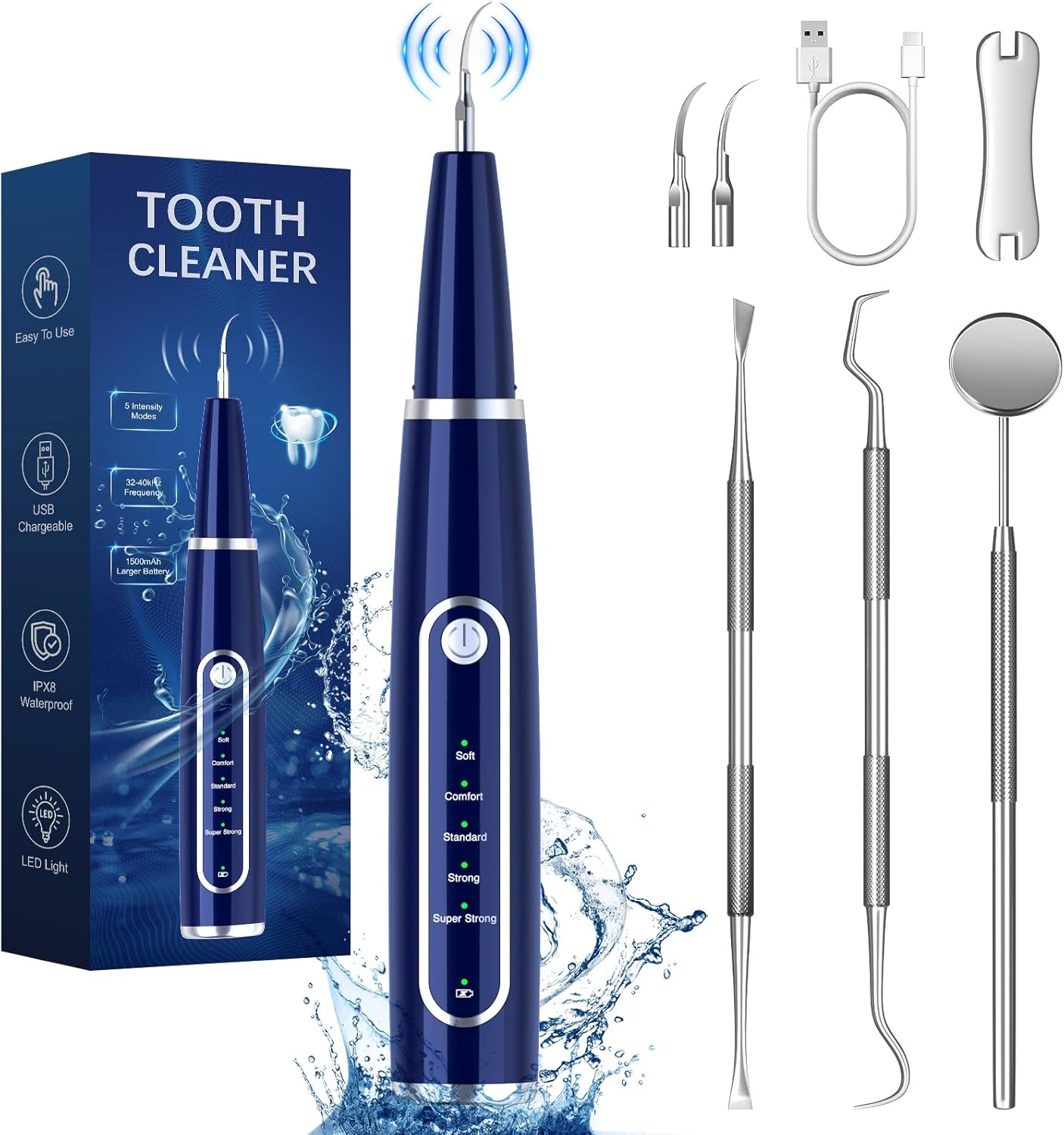 Plaque Remover for Teeth with LED Light and 5 Modes for Home