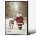 Santa Claus Reindeer Wall Art Forest Snowfall Poster - Festive 16x24