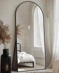 Full Length Mirror 68in x 26in Arched Floor Mirror - Black Stand