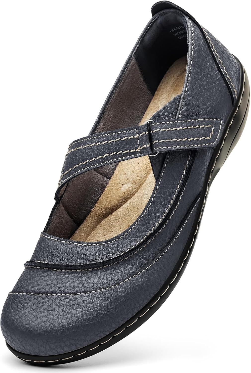 Women's Comfortable Lightweight Leather Mary Jane Flats for Work