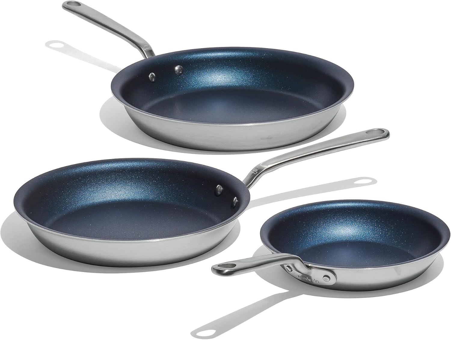 ProCoat Non Stick 3-Piece Frying Pan Set - 5-Ply Stainless - Induction Compatible - Crafted in Italy