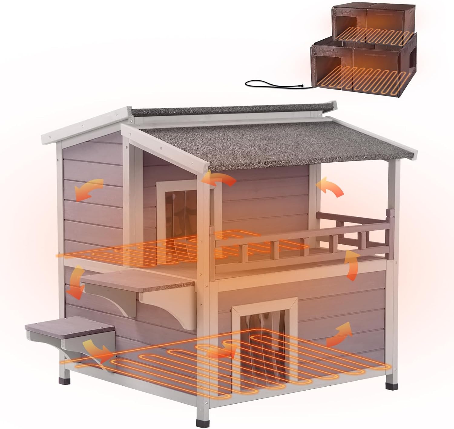 Heated Outdoor Cat House for Insulated Feral Cat Shelter