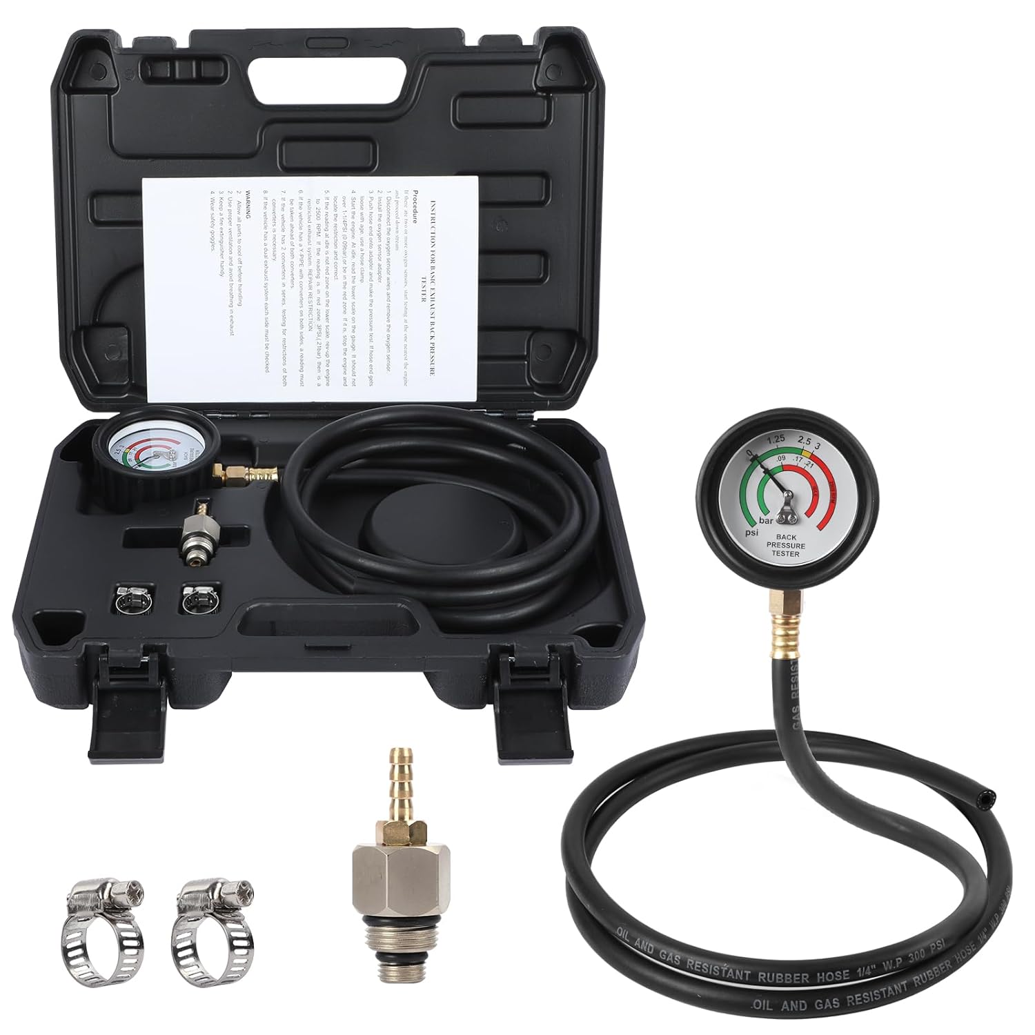 Exhaust Back Pressure Tester Kit with Premium Carrying Case
