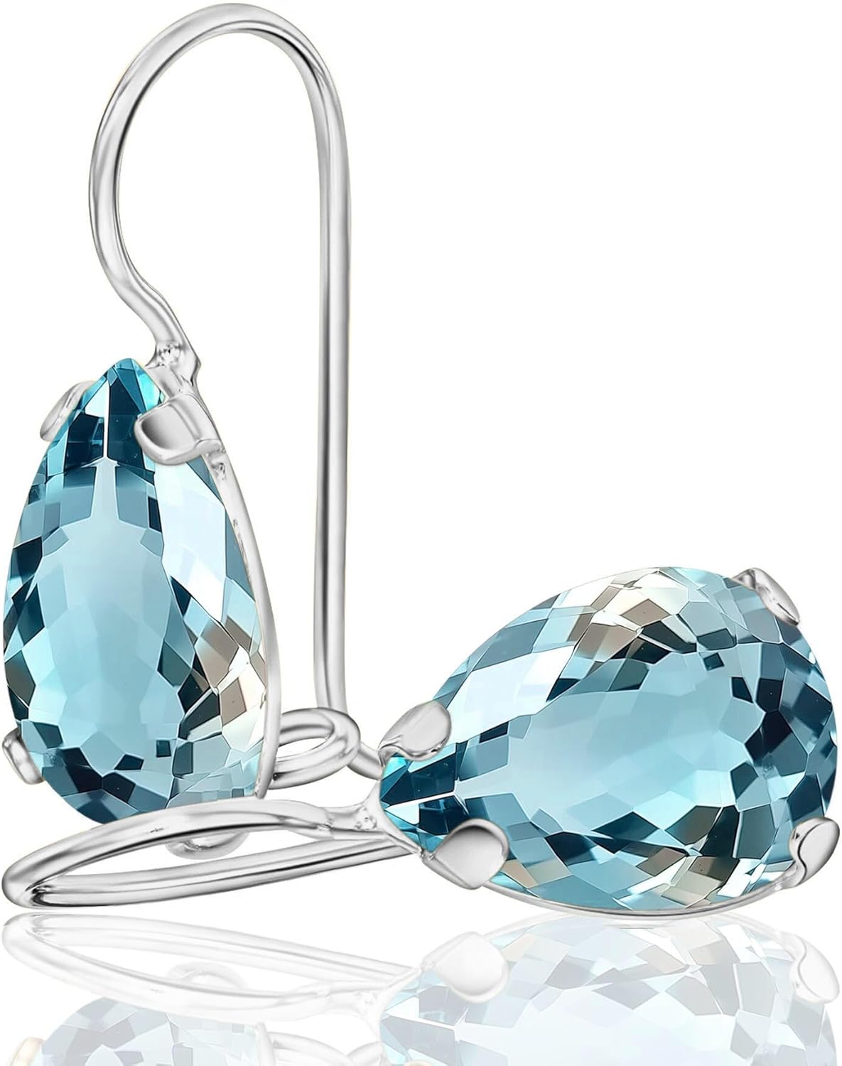 925 Sterling Silver Gemstone Teardrop Earrings for Women