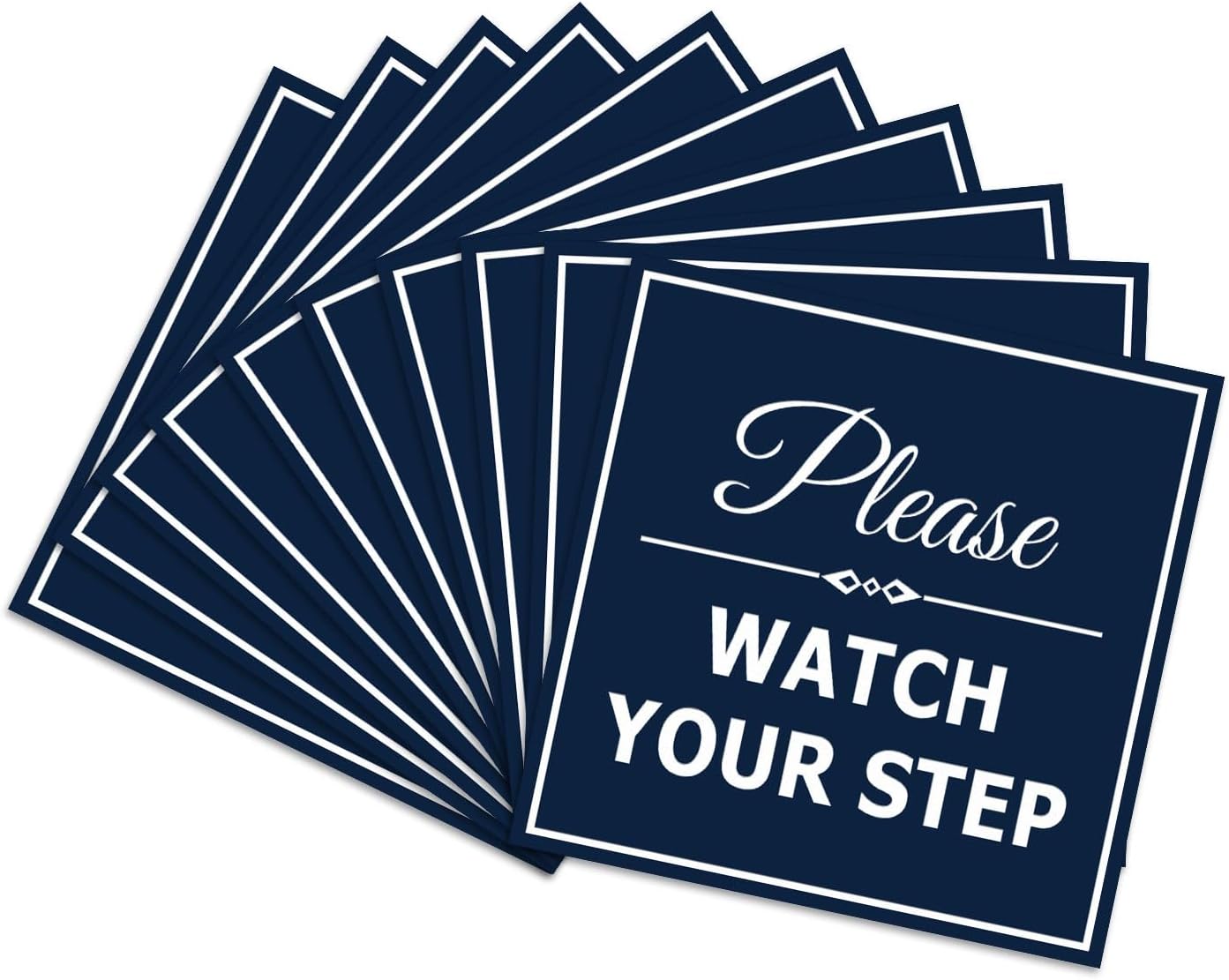 Square Classy Please Watch Your Step Sign - 10 Pack for Safety