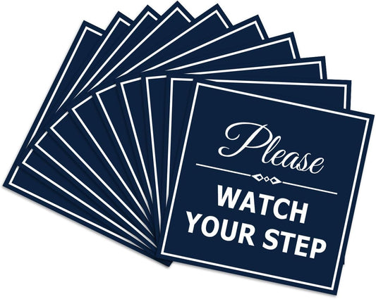 Square Classy Please Watch Your Step Sign - 10 Pack for Safety