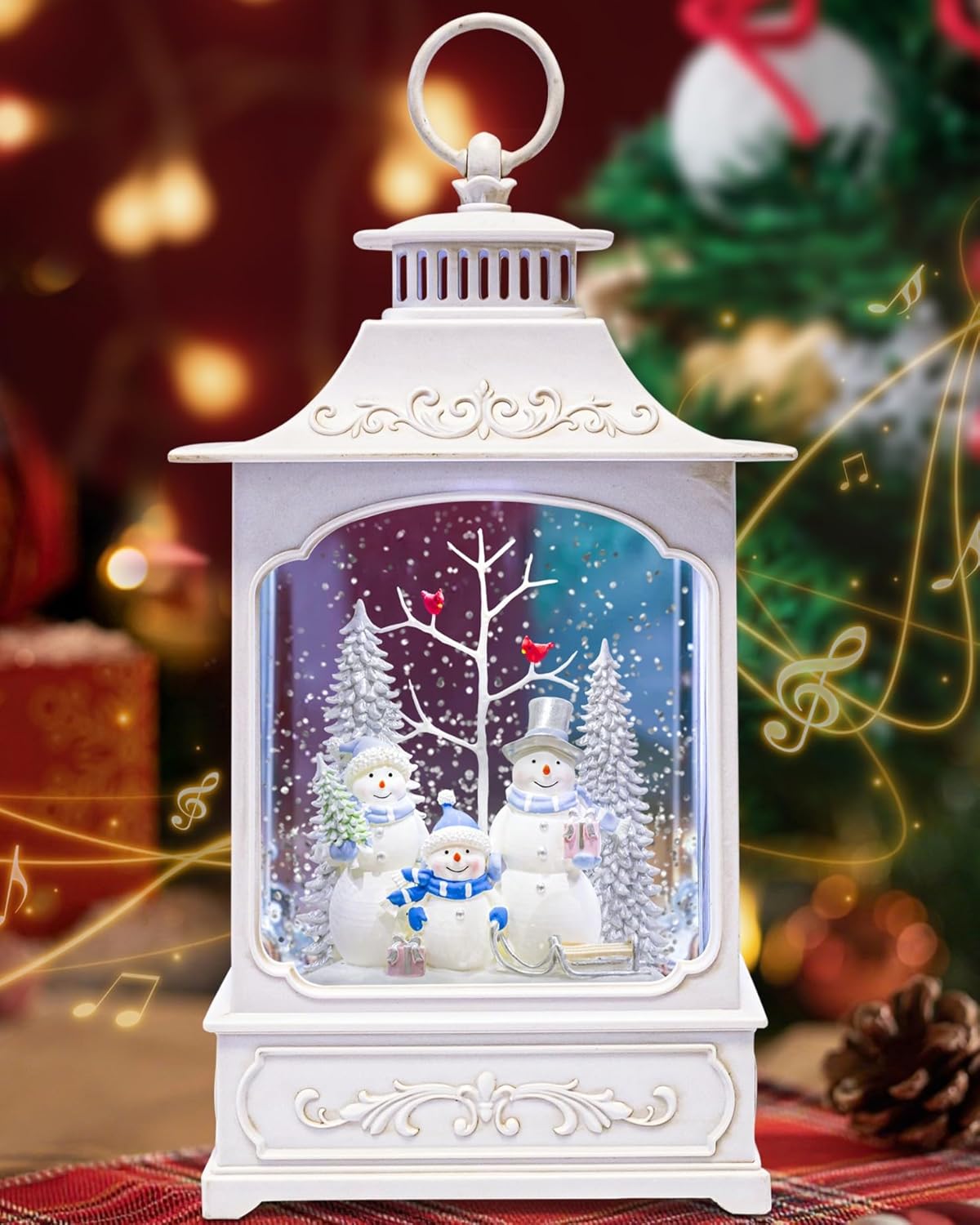 Large Christmas Snowman Snow Globe Lantern with 8 Songs