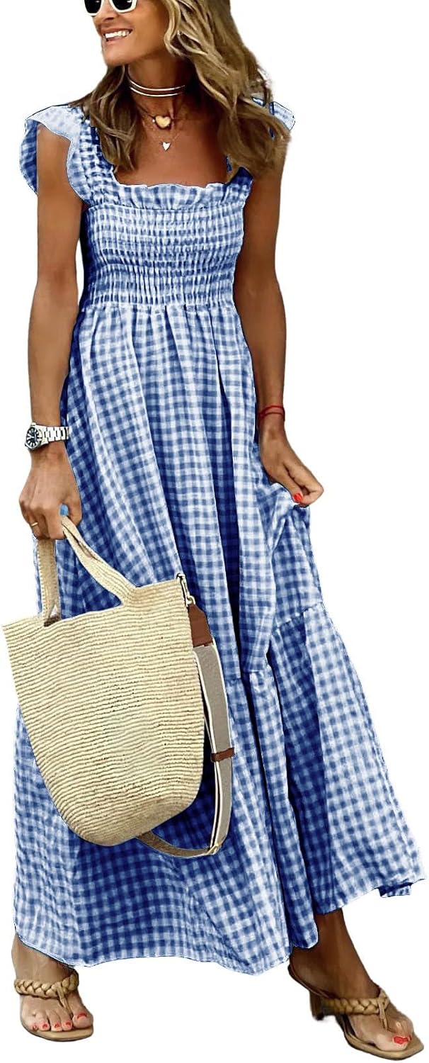Chouyatou Women's Retro Plaid Smocked Dress for Every Occasion