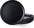 AmorArc Dinner Plates Set of 4 Matte Black 10.5 in - Handcrafted Wavy