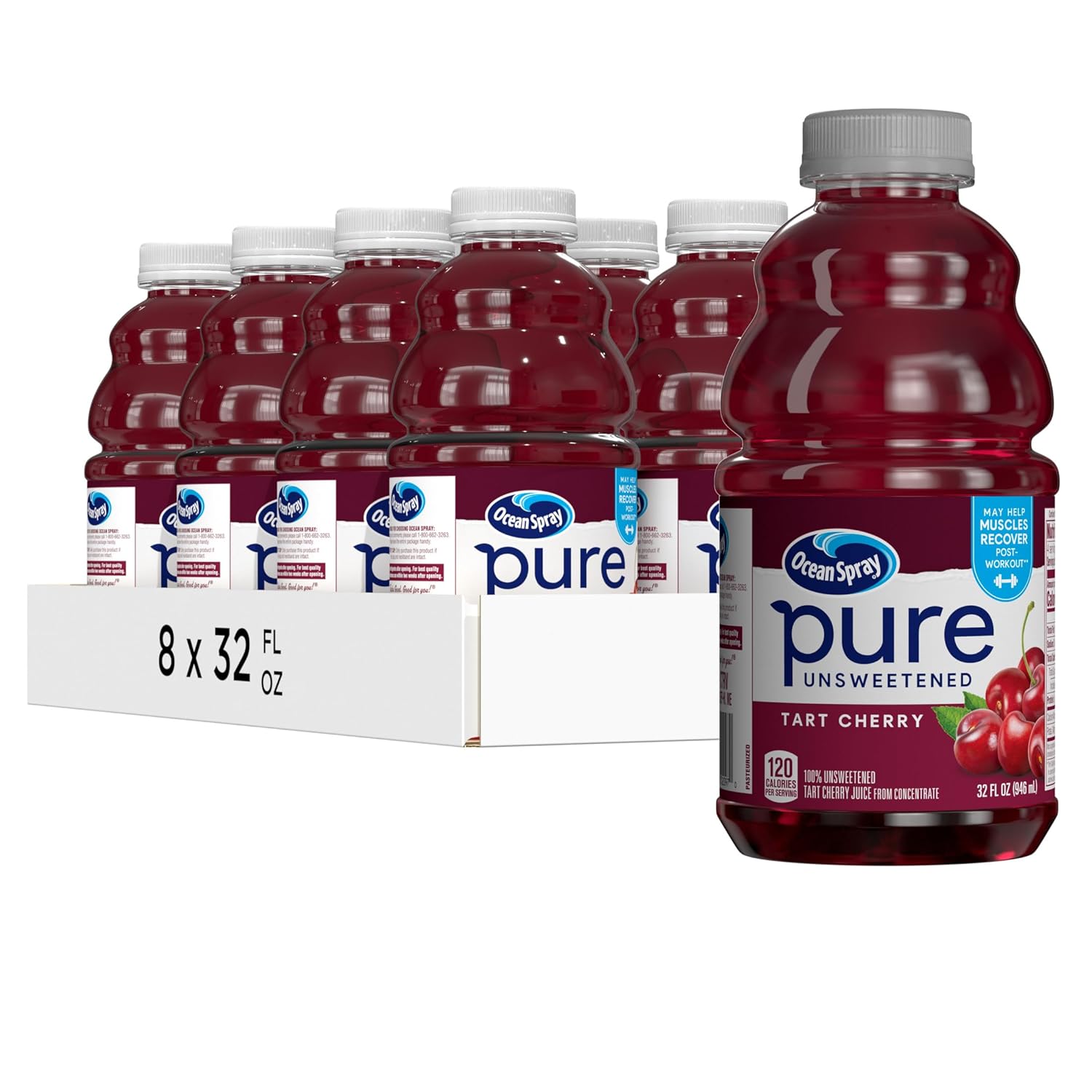 Ocean Spray Pure Unsweetened Tart Cherry Juice, 32 Fl Oz Pack
