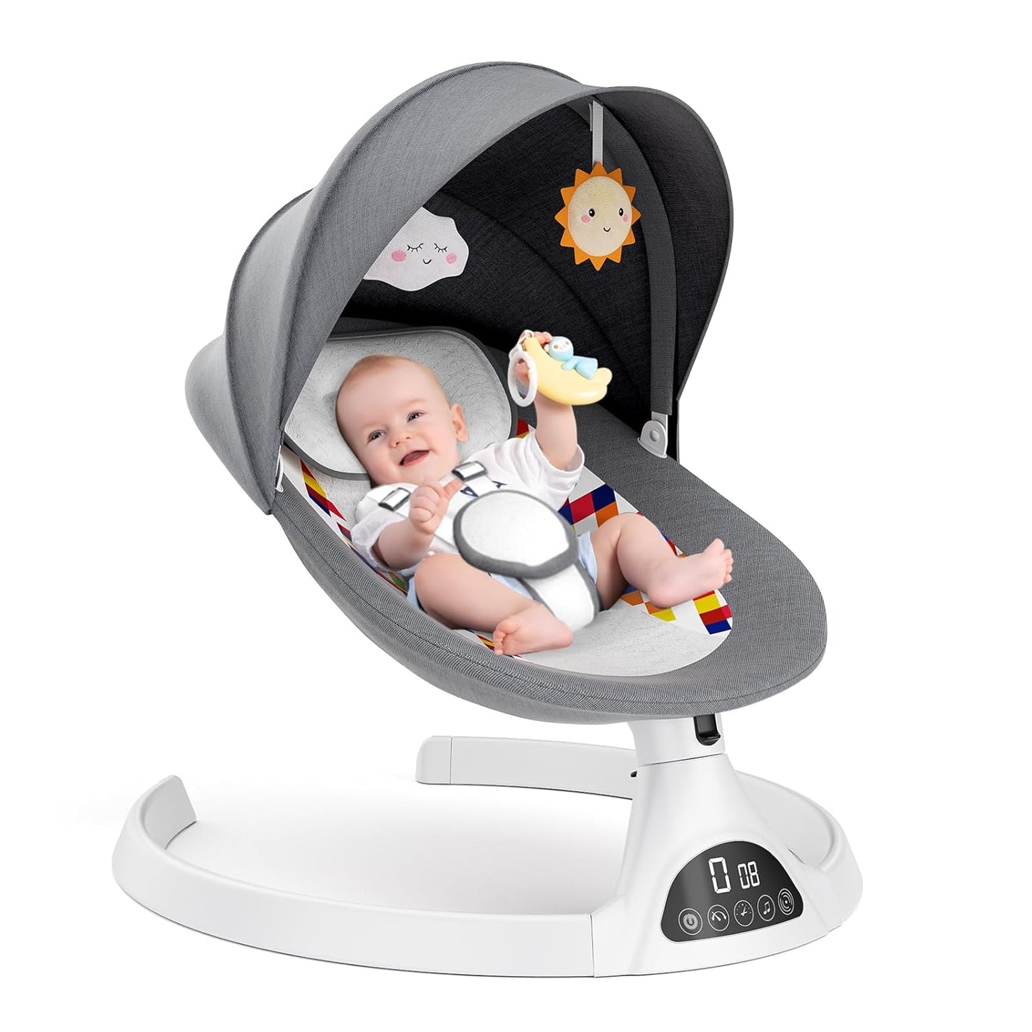 Baby Swing with 5 Sway Speeds and 12 Lullabies for Infants