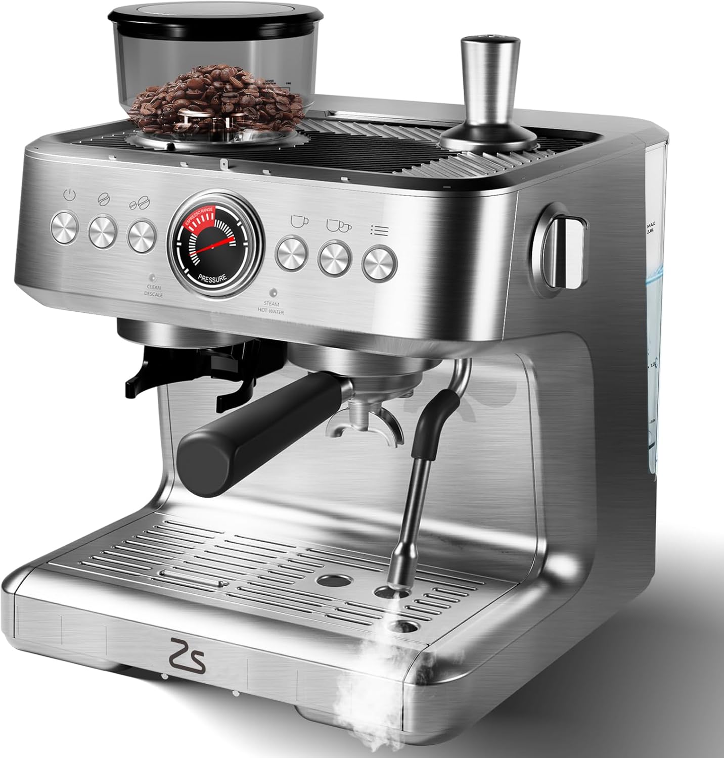 20 Bar Espresso Machine with Grinder & 30 Settings for Perfect Lattes at Home