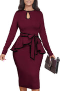 Women's Bodycon Vintage Peplum Dress - Elegant Work Bodycon