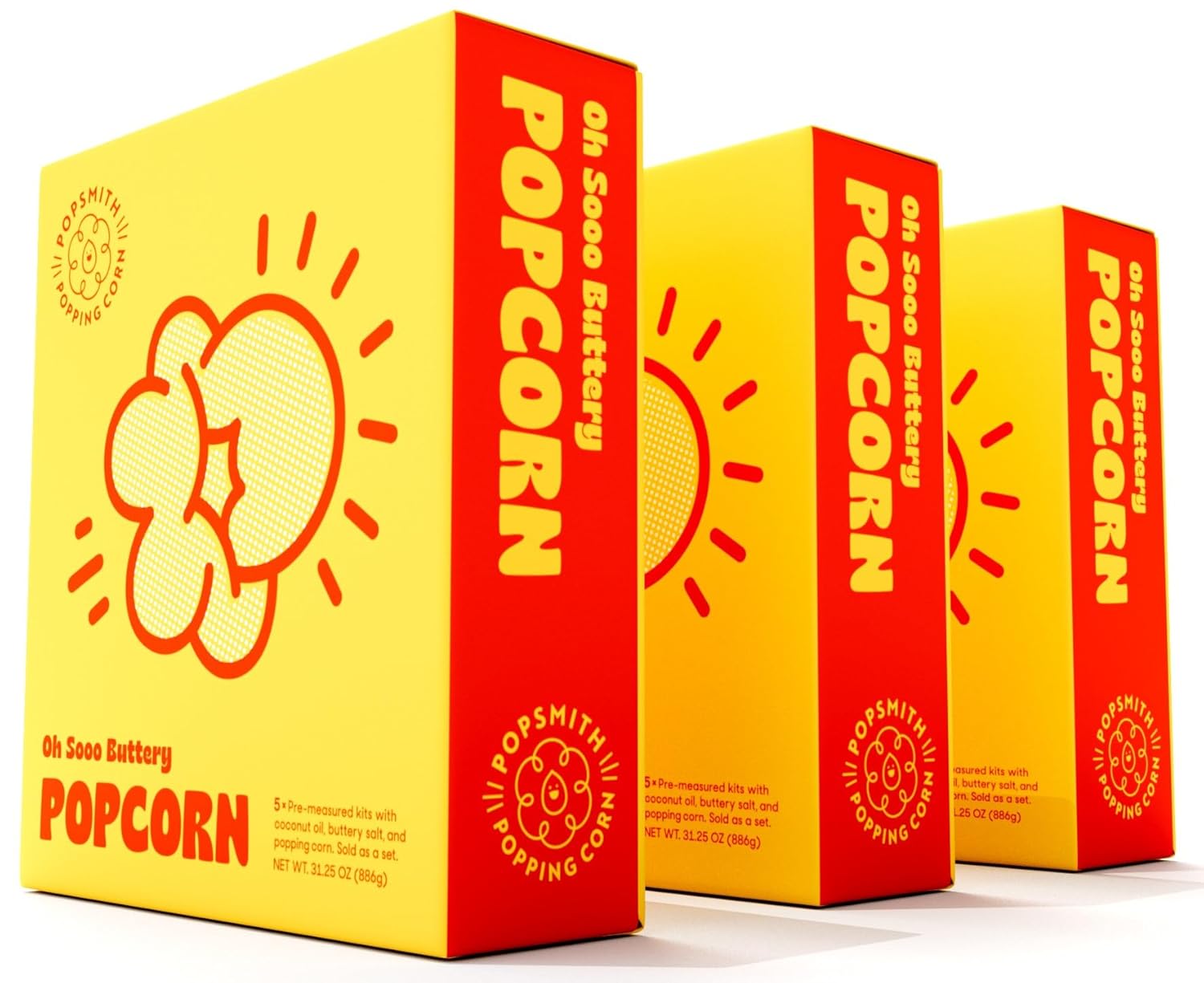 Authentic Buttery Popcorn Kits by Popsmith - 15 Pack