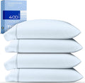 400 TC Cotton King Pillowcases Set of 4 - Light Blue, Cooling Sateen