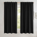 NICETOWN Black Truly Blackout Linen Blend Flax Drapes - Complete Light
