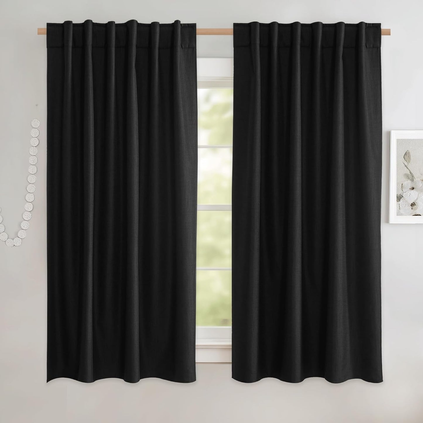 NICETOWN Blackout Linen Blend Drapes for Vintage Style Windows