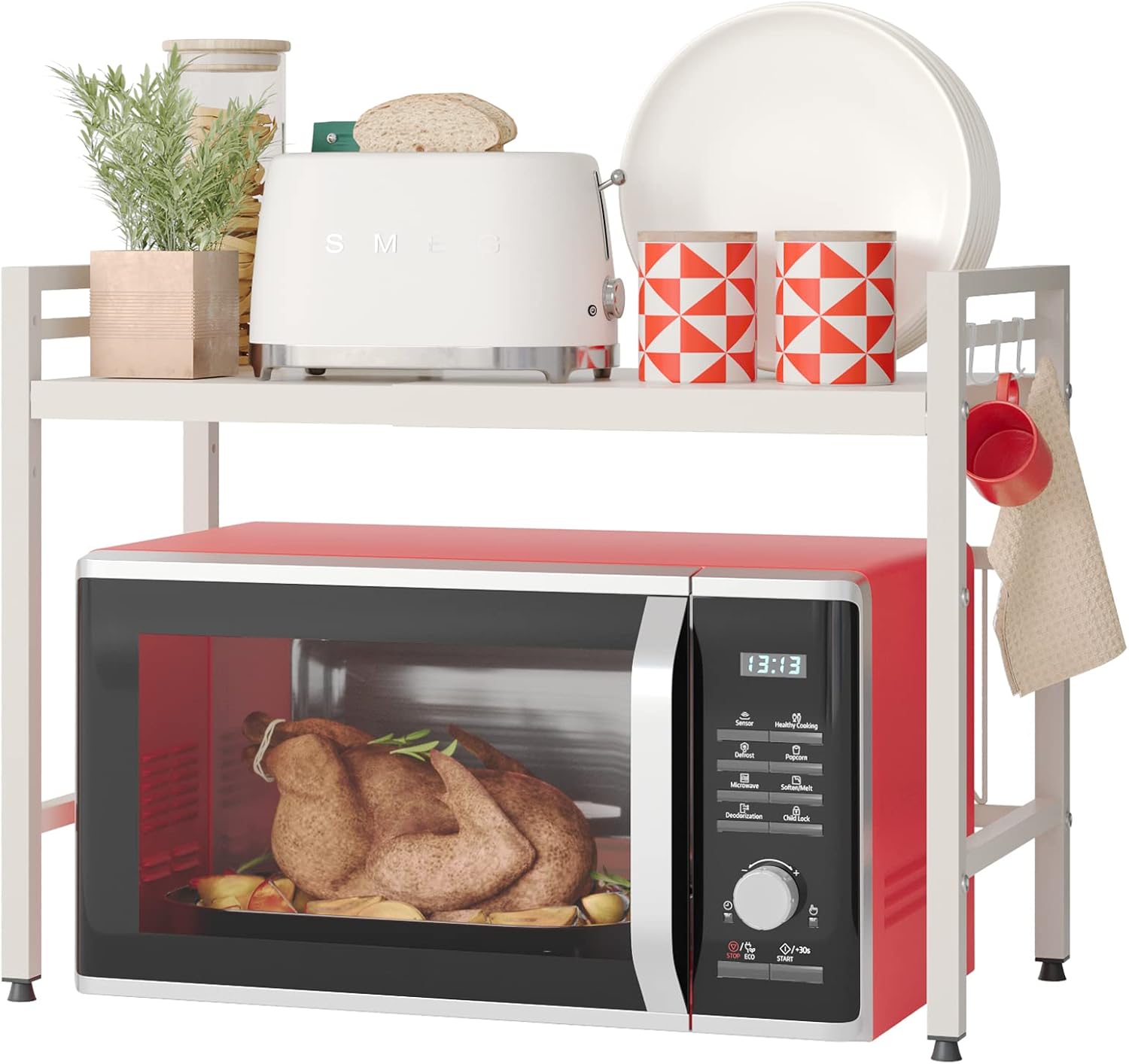 NETEL 2 Tier Microwave Stand - Space-Saving Kitchen Organizer