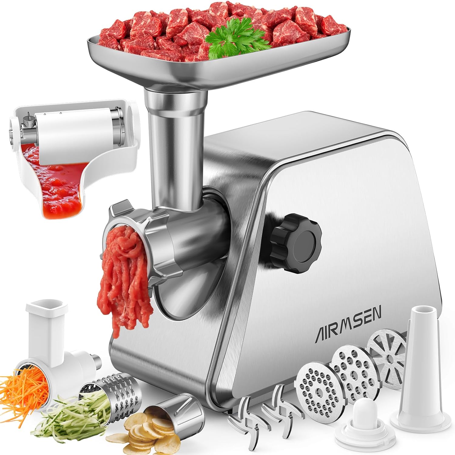 AIRMSEN Electric Meat Grinder & Tomato Sauce Press Maker Review