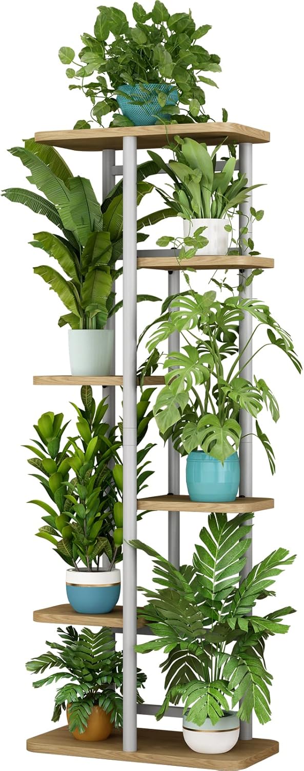 LINZINAR 6 Tier Plant Stand for Indoor and Outdoor Use