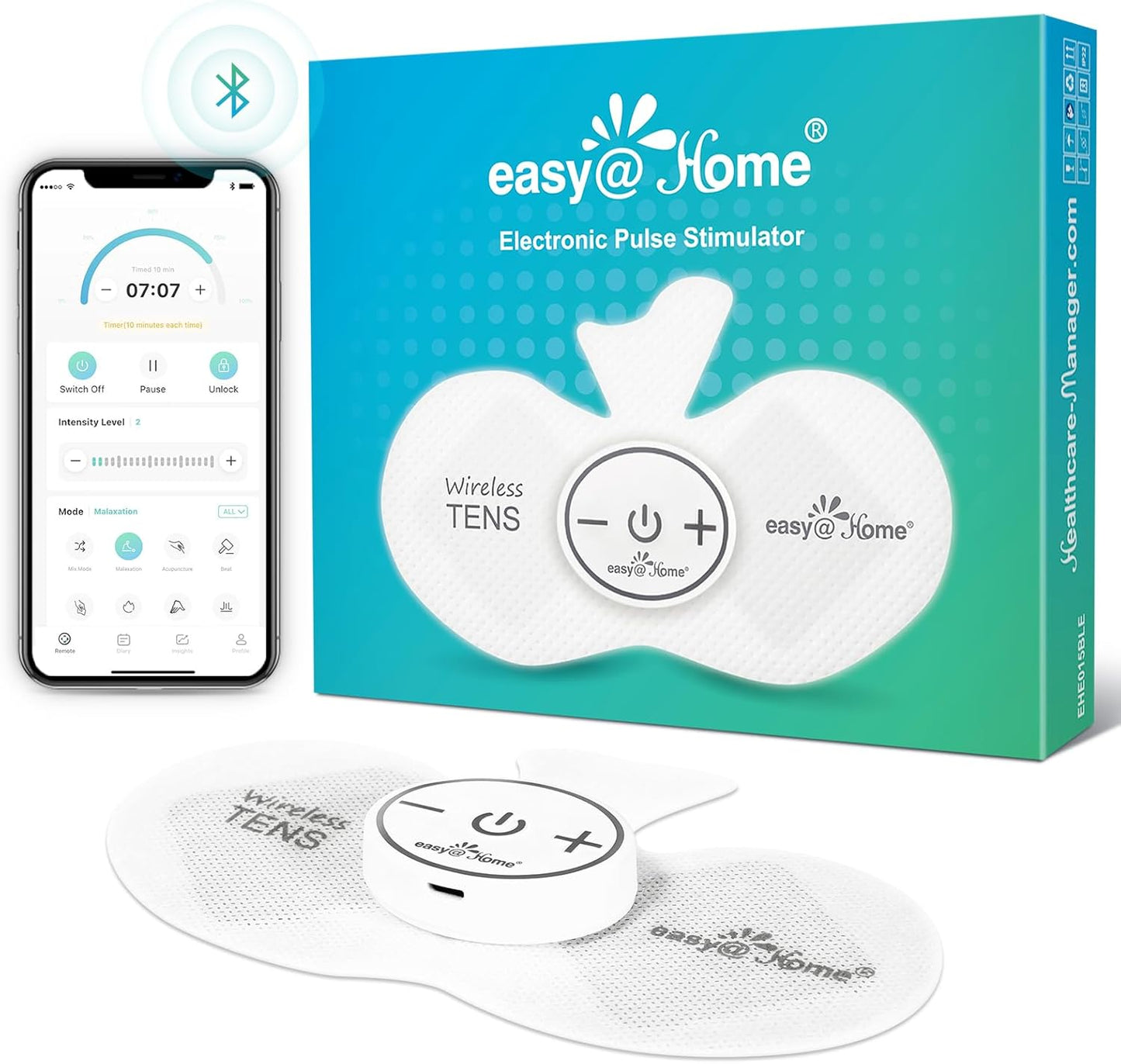 Easy@Home Wireless TENS Unit for Pain Relief and Muscle Recovery