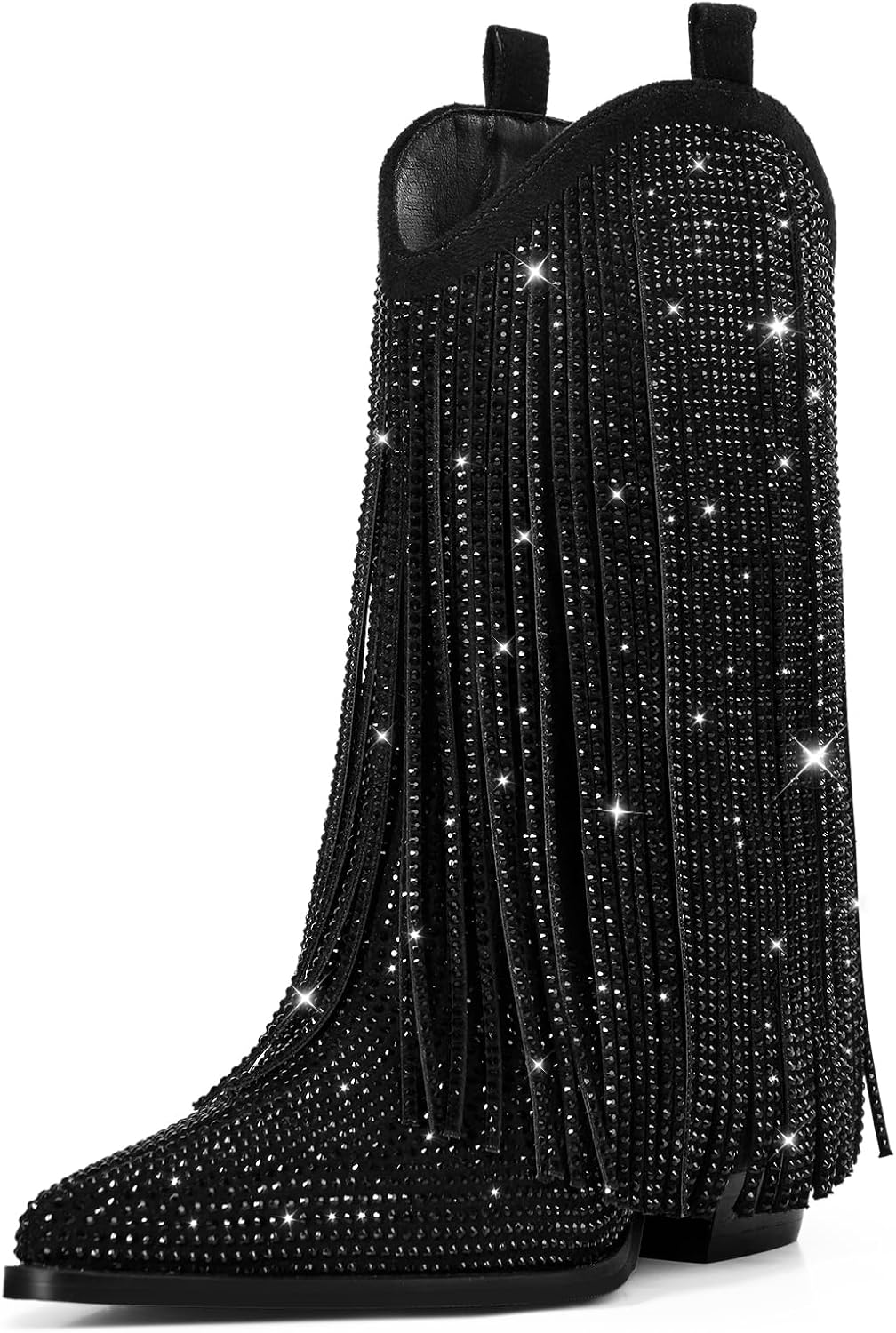 Ouepiano Cowboy Boots for Women - Stylish Rhinestone Fringe