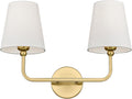 2 Light Bathroom Vanity Light Brushed Gold Double Wall Sconce - Modern