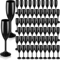Domensi 60 Pcs Black 6 oz Acrylic Champagne Flutes - Unbreakable Party
