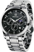 Mens Analog Quartz Chronograph Watch - Stylish Big Face Timepiece