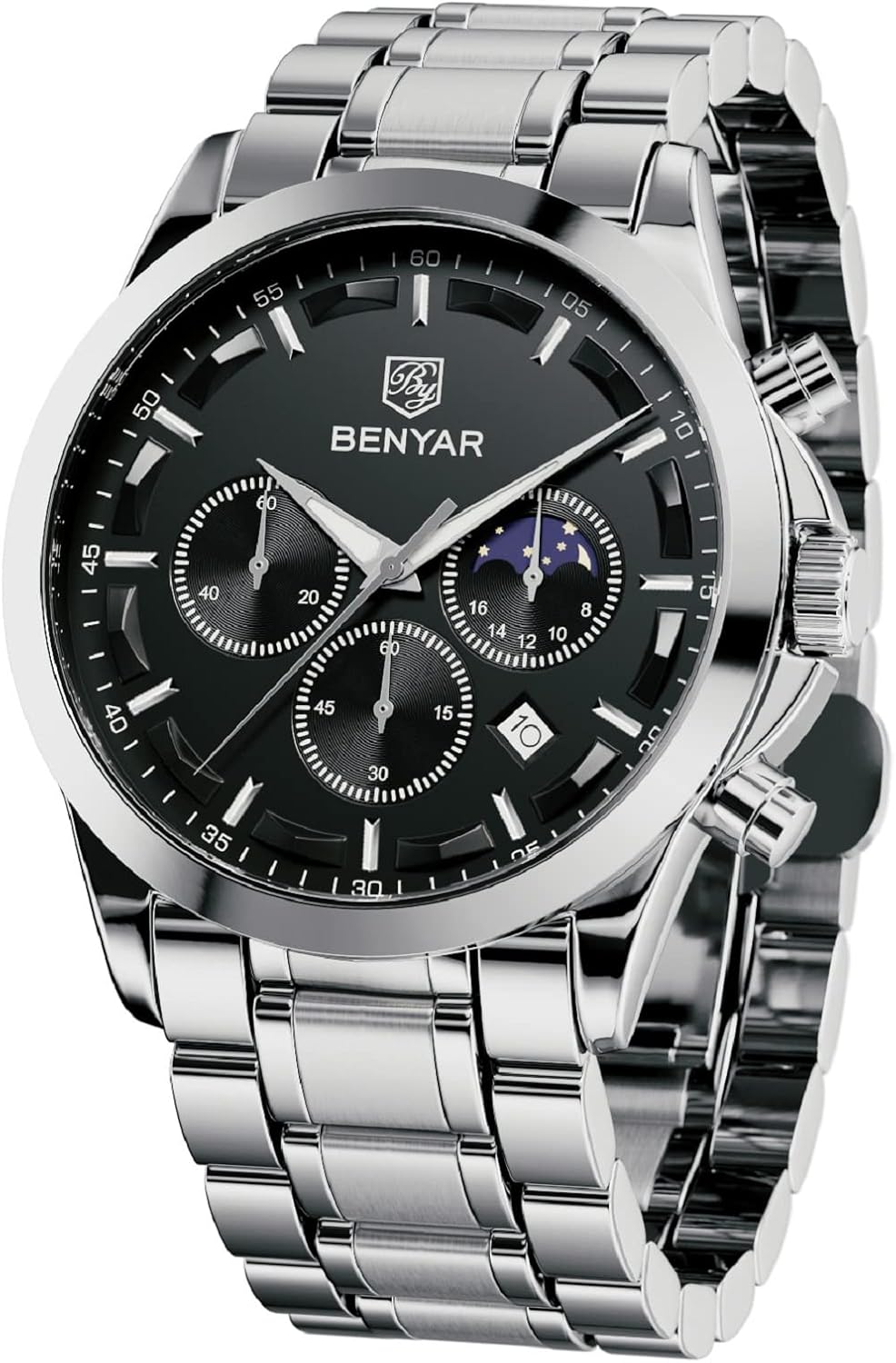 BY BENYAR Mens Watches Analog Quartz Chronograph Waterproof Style