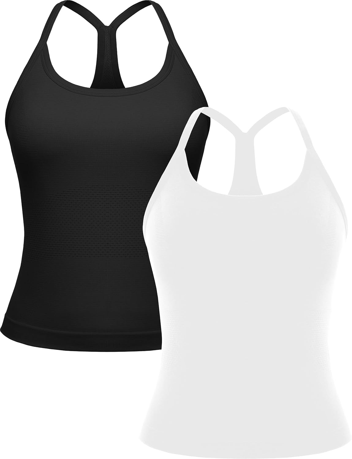 Seamless Workout Tank Tops for Women with Built-in Bra 2 Pack