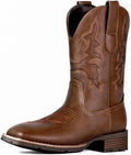 Suokdil Cowboy Boots for Men - Comfortable Embroidered Square Toe
