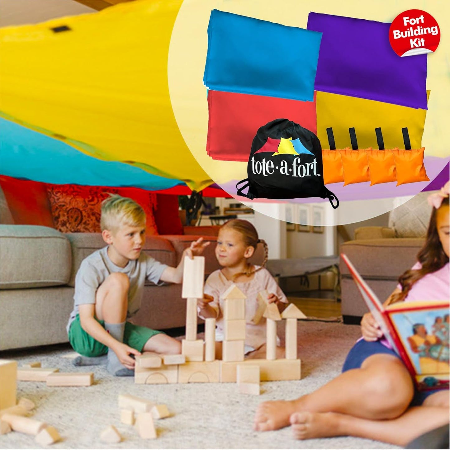 Tote a Fort XL Blanket Fort Building Kit for Kids Fun