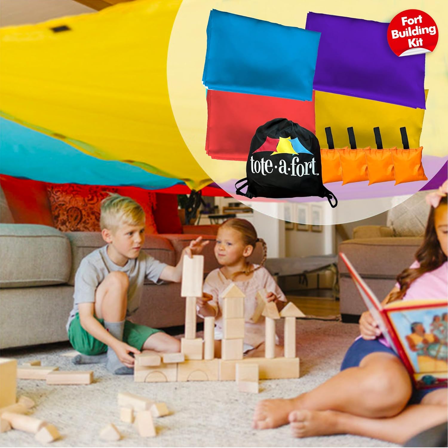 Tote a Fort XL Blanket Fort Building Kit for Kids Fun
