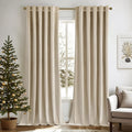 MIULEE Velvet Curtains 108 in Beige - Luxury Blackout Drapes