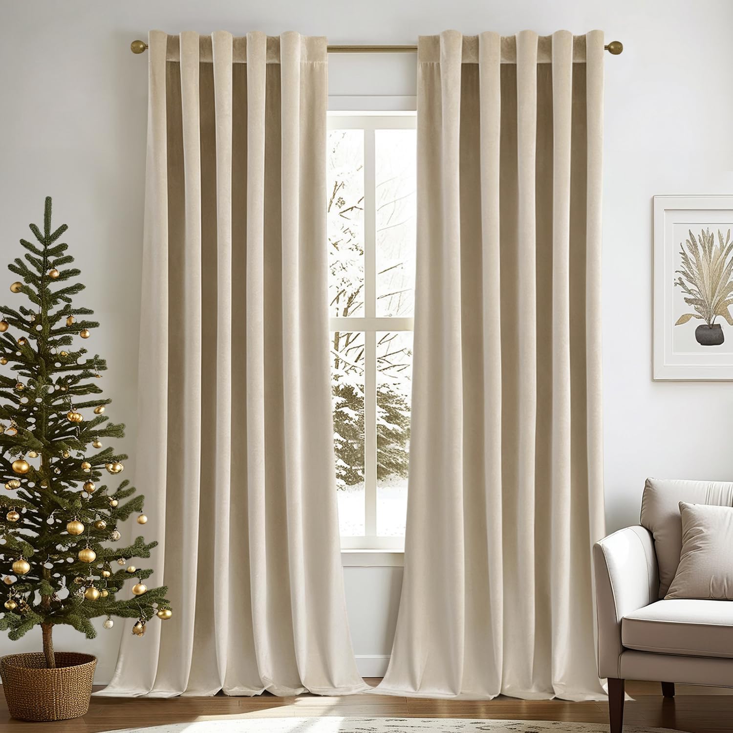 MIULEE Velvet Curtains 108 inches - Luxury Blackout Drapes
