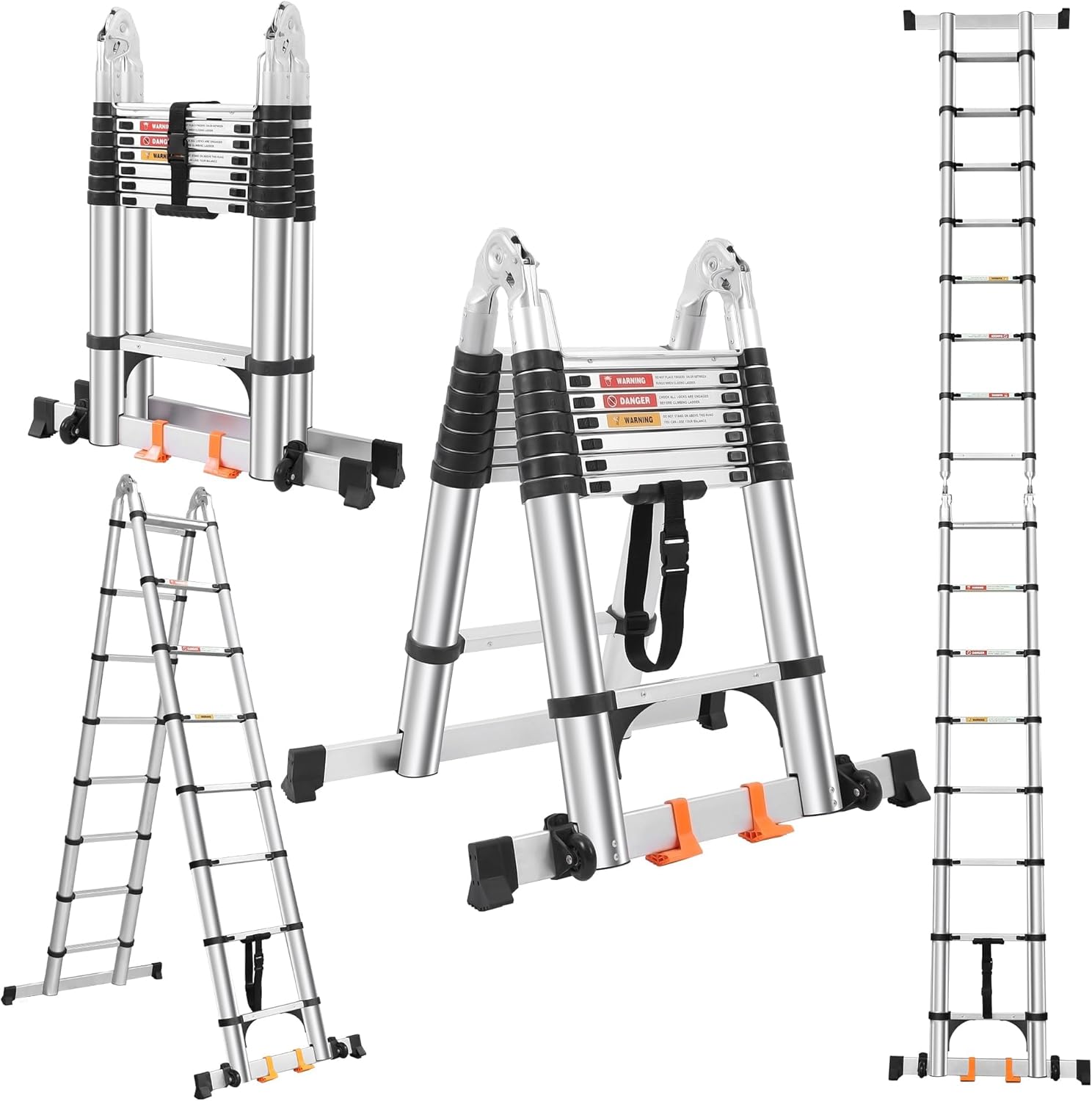 Telescoping Ladder A Frame 16.5 FT for Home and Outdoor Use