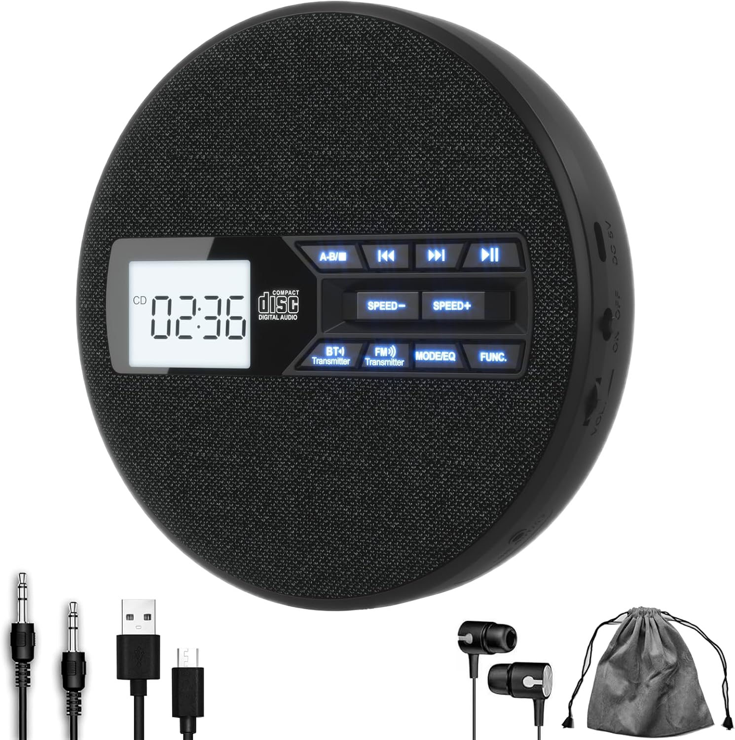 Portable CD Player with Dual Speakers and Anti Skip Features