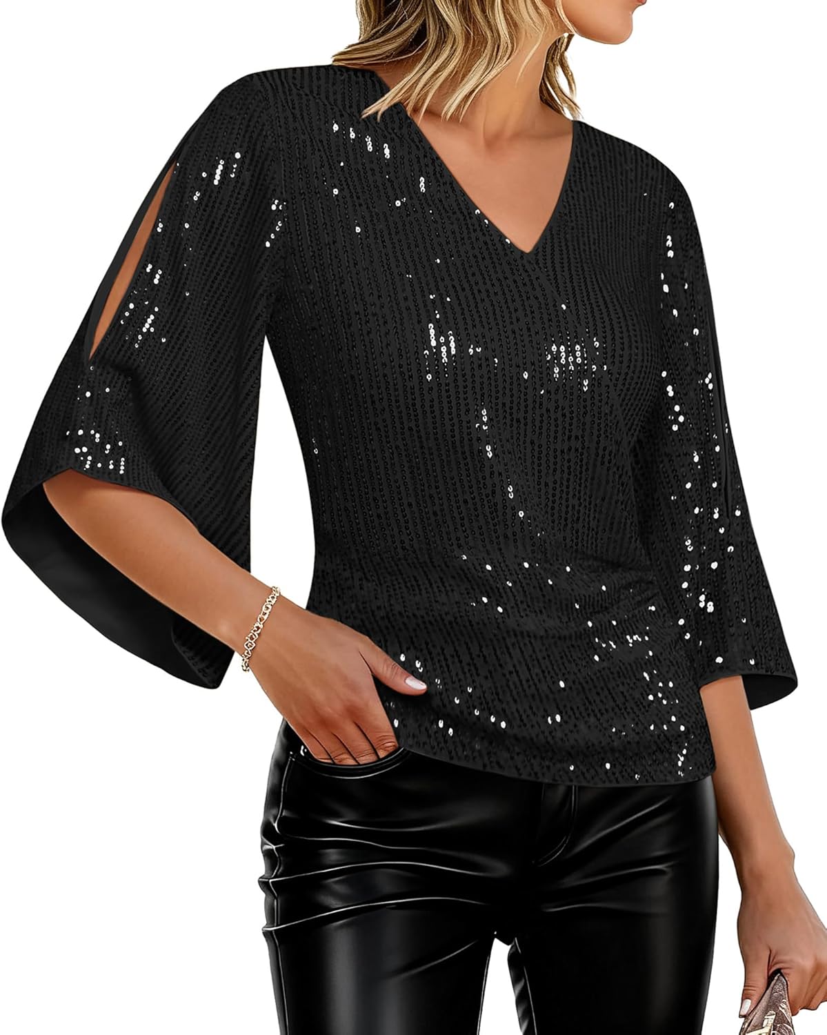 GRACE KARIN Womens Sequin Sparkly Tops for Party and Concert