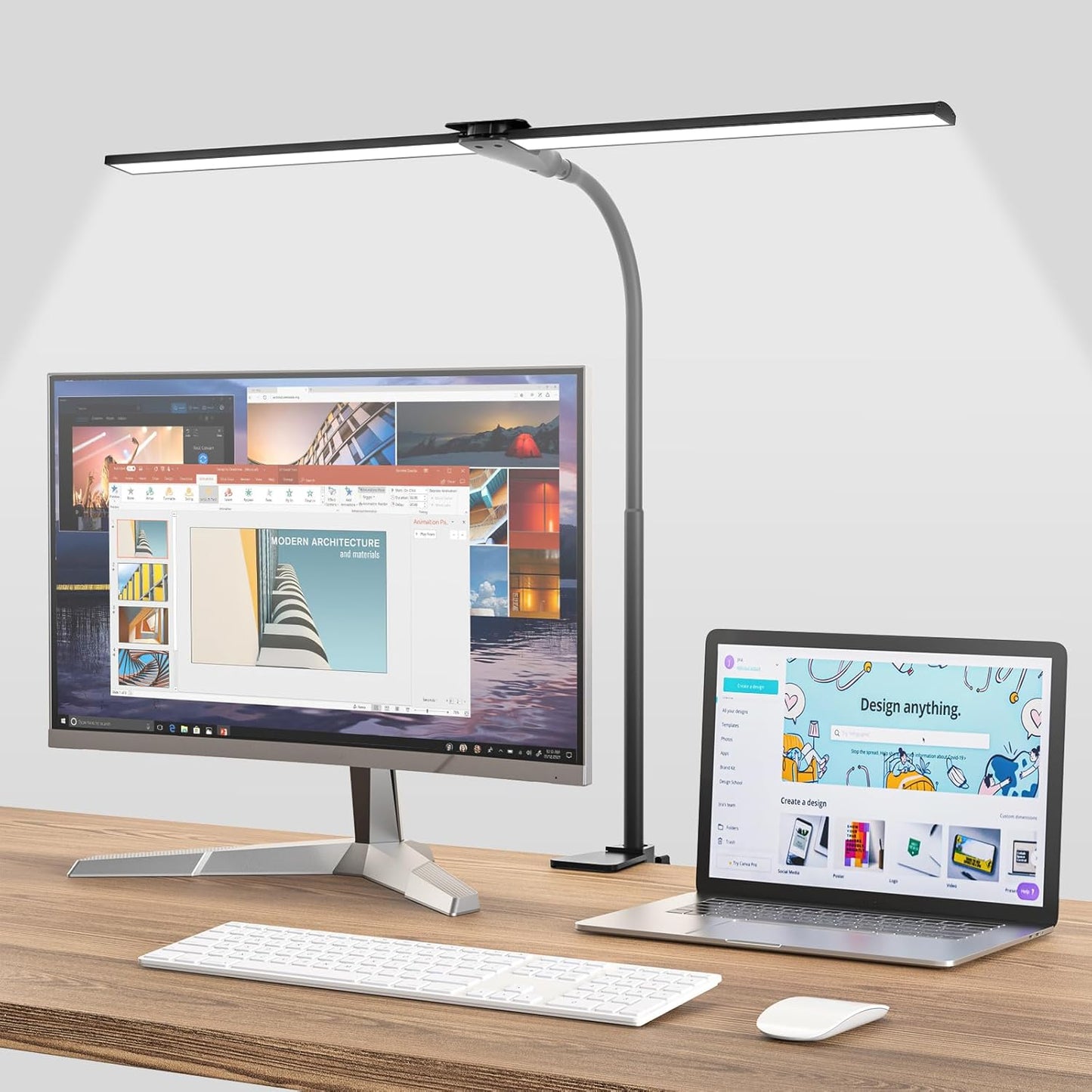 Hensam Dual Head Desk Lamp: Bright, Dimmable, Eye-Caring