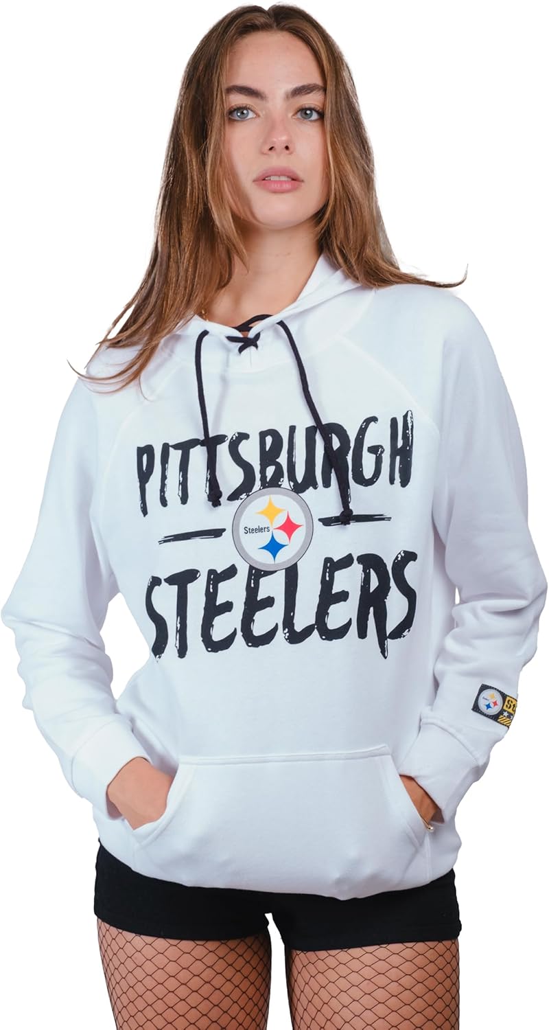 Ultra Game Women's NFL Super Soft Tie Neck Hoodie Sweatshirt