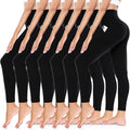 High Waisted Leggings 7 Pack - Tummy Control, Soft Workout Pants