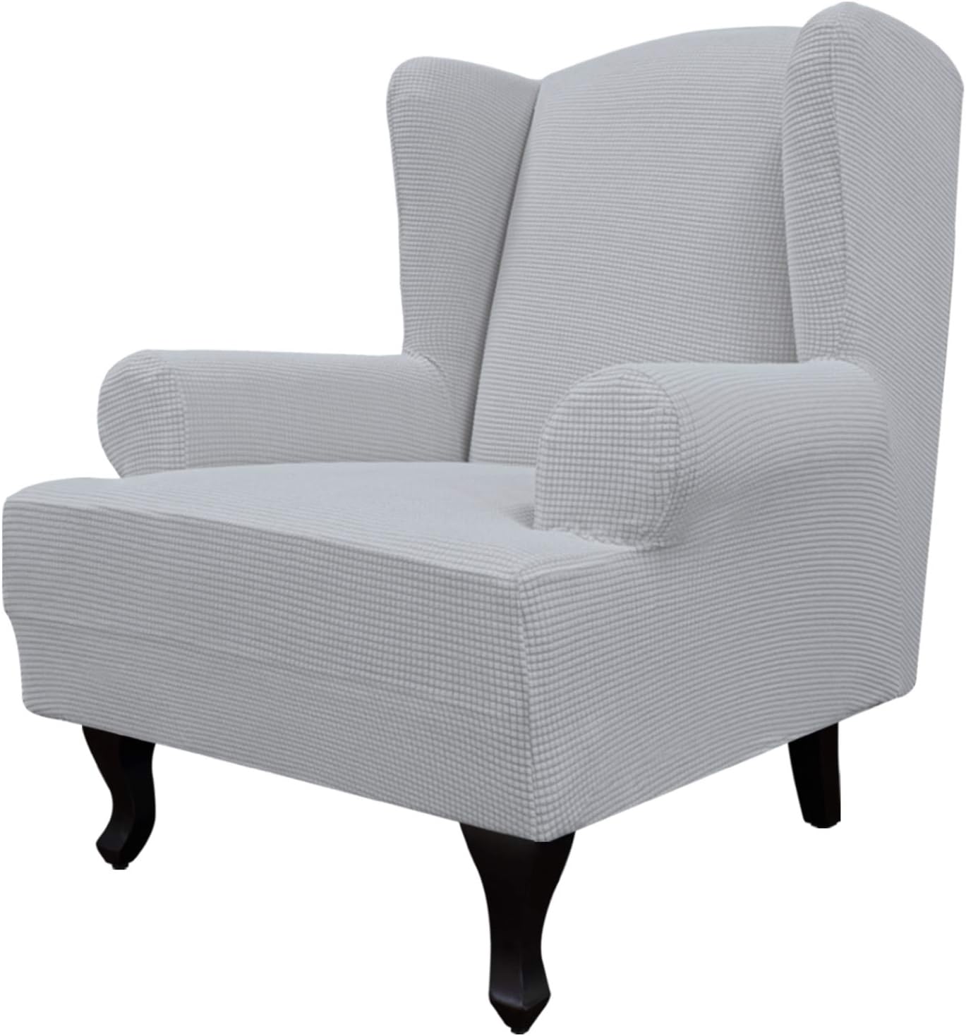Easy-Going Stretch Wingback Chair Sofa Slipcover in Silver Gray