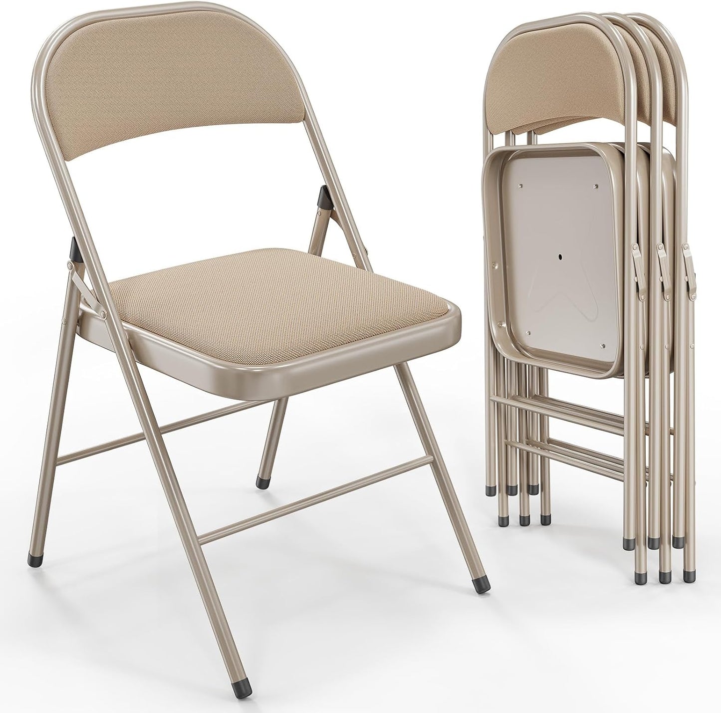Folding Chairs with Padded Seats, Metal Frame, Set of 4