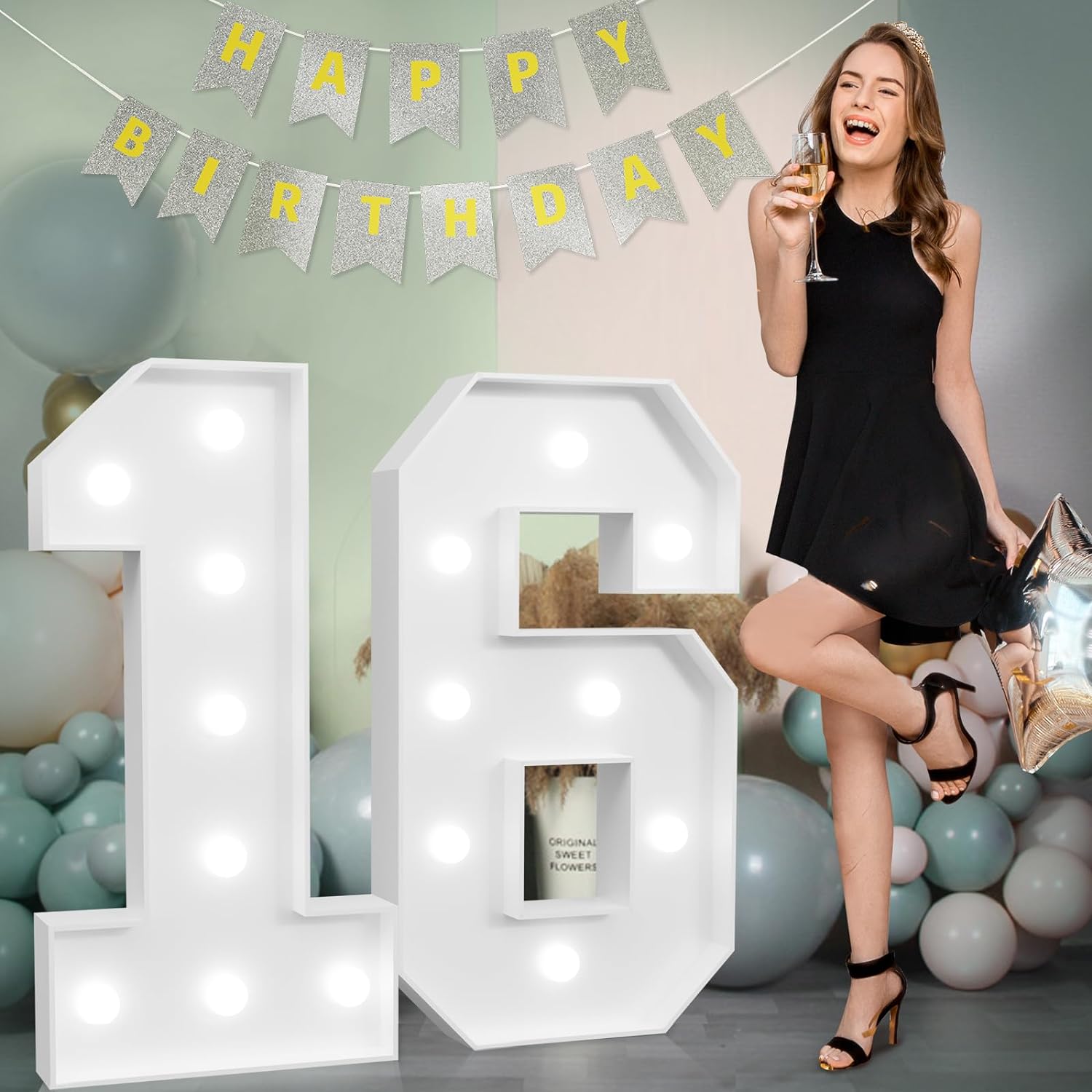 Imprsv Marquee Numbers for 16th Birthday Party Decorations