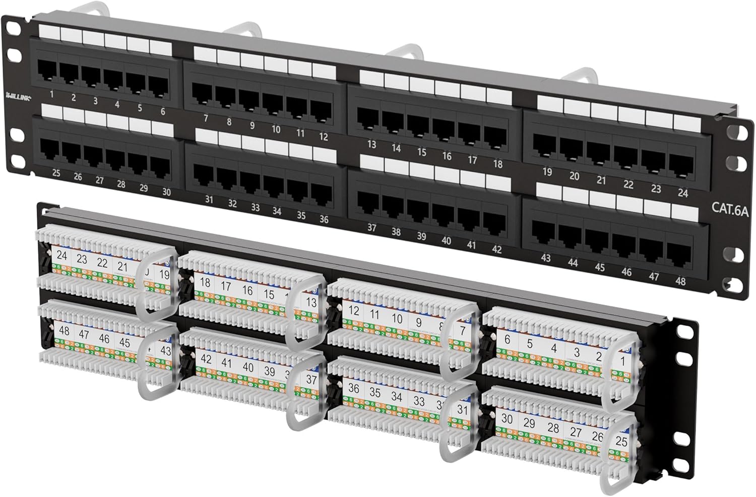 Iwillink 10Gbps Cat6A Patch Panel 48 Port for Easy Installation