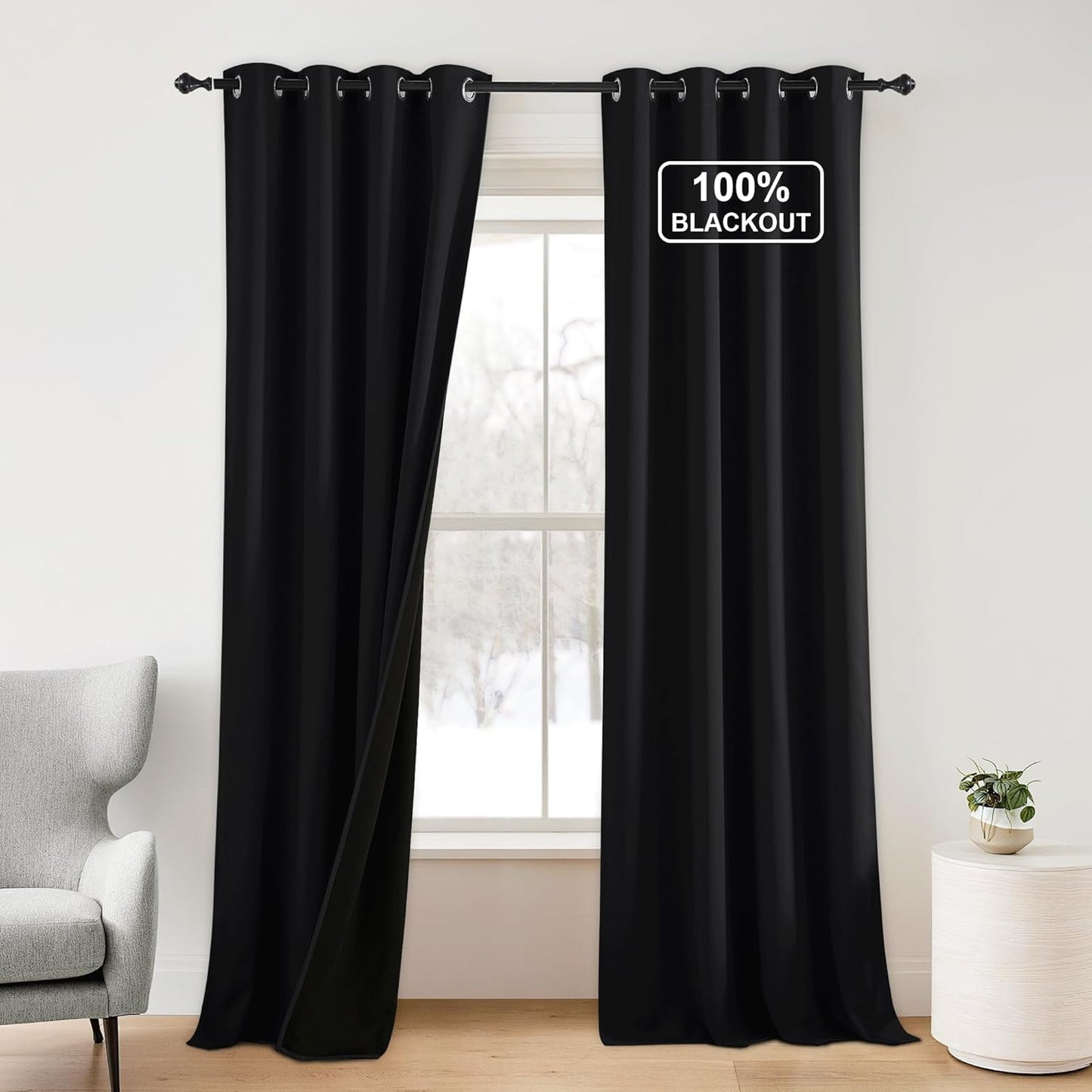 NICETOWN 100% Blackout Curtains for Living Room - 52 by 95 in