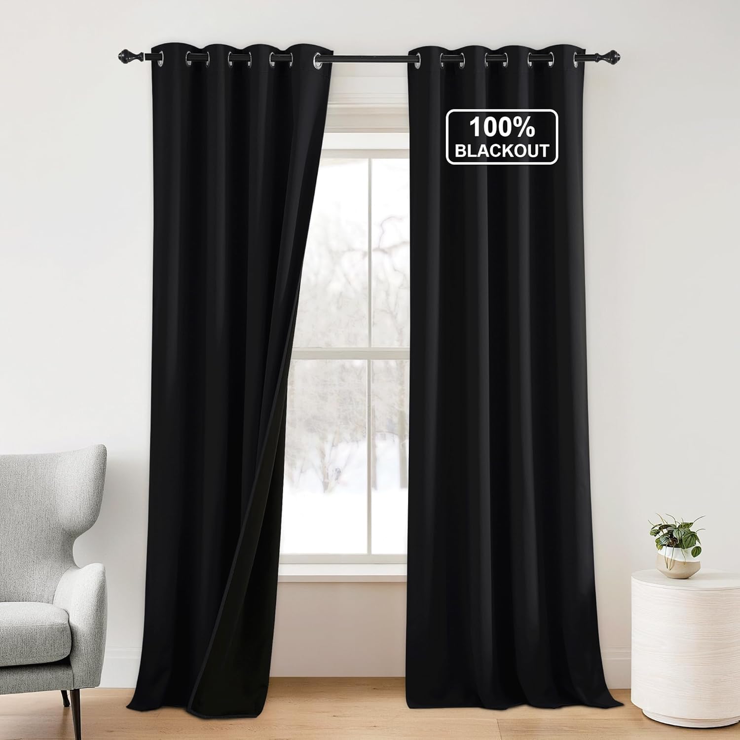 NICETOWN 100% Blackout Curtains for Living Room - 52 by 95 in